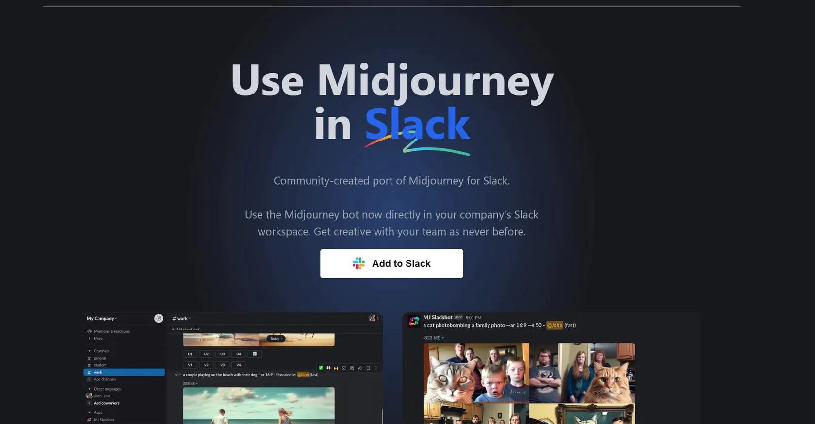 Midjourney for Slack 